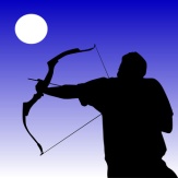 silhouette of man with bow and arrow
